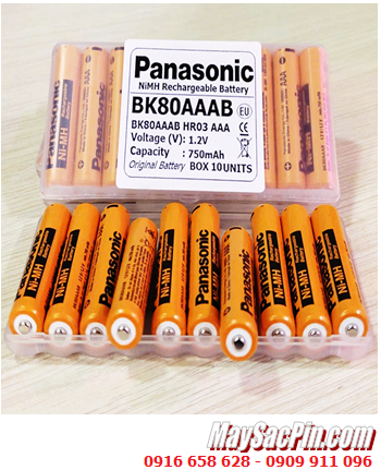 Panasonic BK80AAAB, Pin sạc 1.2v AAA750mAh Panasonic BK80AAAB chính hãng (Box 10 viên)